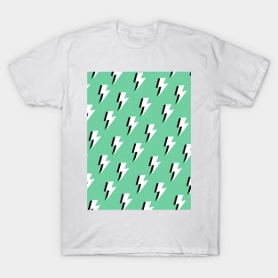 Lightning Bolt Pattern on Mint Green T-Shirt